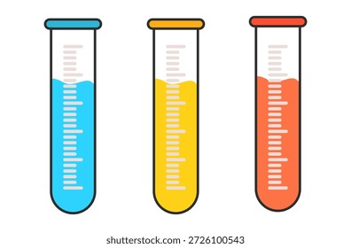 Ilustración de taza de medición de diseño plano con estilo de contorno. Diseño de taza de medición de laboratorio. Icono de Ciencia