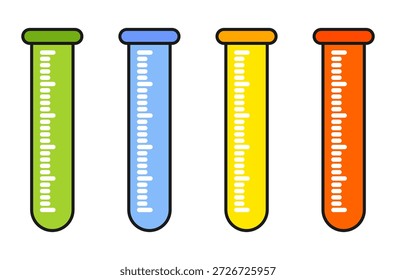 Ilustración de taza de medición de diseño plano con estilo de contorno. Diseño de taza de medición de laboratorio. Icono de Ciencia