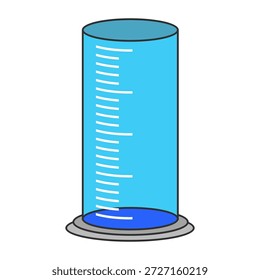 Ilustración de taza de medición de diseño plano con estilo de contorno. Diseño de taza de medición de laboratorio. Icono de Ciencia