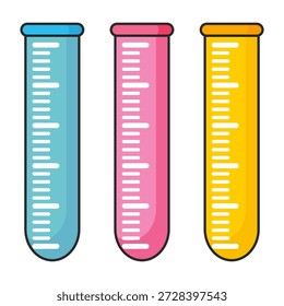 Ilustración de taza de medición de diseño plano con estilo de contorno. Diseño de taza de medición de laboratorio. Icono de Ciencia