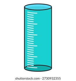 Ilustración de taza de medición de diseño plano con estilo de contorno. Diseño de taza de medición de laboratorio. Icono de Ciencia