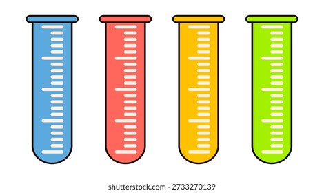 Ilustración de taza de medición de diseño plano con estilo de contorno. Diseño de taza de medición de laboratorio. Icono de Ciencia