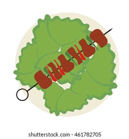 flat design meat skewer icon vector illustration