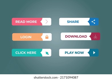 Flat Design media Button Collection Set