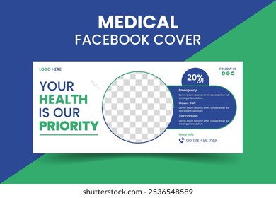 Flat design of medical facebook cover