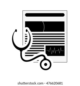 flat design medical history and stethoscope icon vector illustration