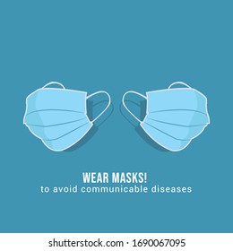 Flat design medical mask, suitable for the design of a poster, clothes design, etc.