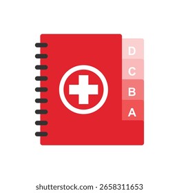 Design plano de notas médicas com símbolo de marcador para o sistema de saúde