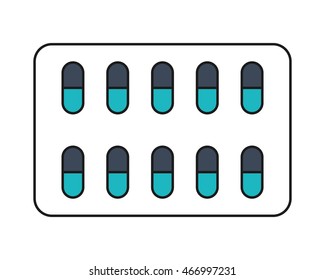 flat design medicine capsules icon vector illustration