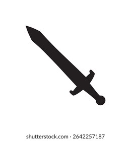 Flat design medieval sword icon, ideal for RPG and historical themes. on white background