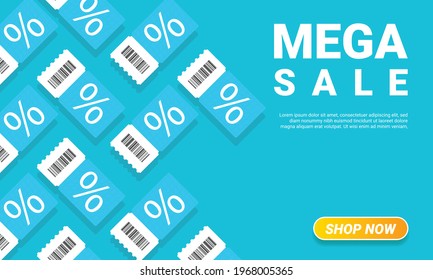 Flat design mega sale banner minimalistic background