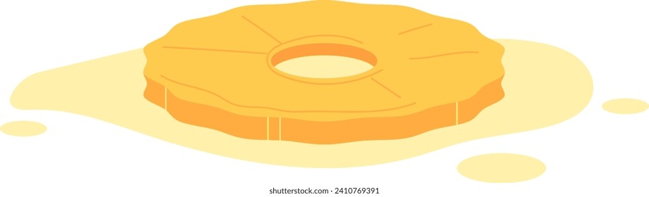 Flat design of a melted yellow lifebuoy on a white background. Summer and safety concept vector illustration.