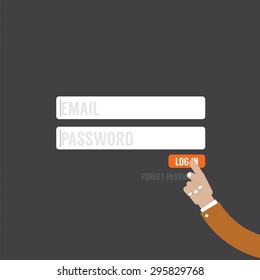 Diseño plano Miembro Inicio de sesión Sitio Web Formulario Vector Ilustración