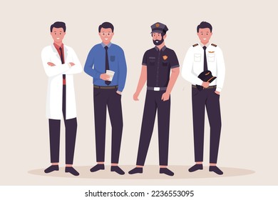 Flat design of men profession collection. Illustration for website, landing page, mobile app, poster and banner. Trendy flat vector illustration