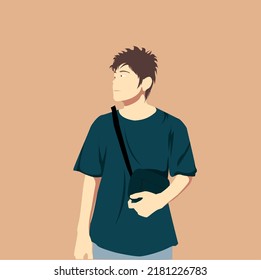 diseño plano de los hombres con una bolsa de mano
