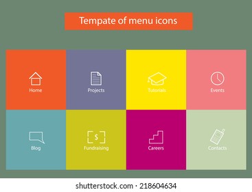 Flat design of menu for your website or app