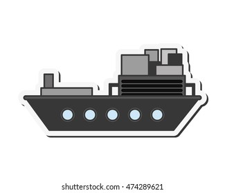 flat design merchant container ship icon vector illustration