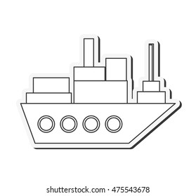 flat design merchant container ship icon vector illustration