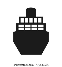 flat design merchant container ship icon vector illustration