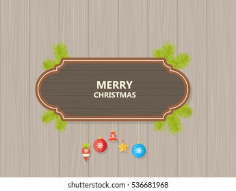 Flat Design Merry Christmas card creative label. Vector Eps 10.