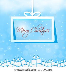 flat design Merry Christmas gift box greeting card