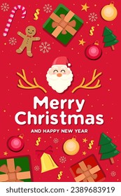 diseño plano alegre navidad navidad ilustración vertical banner