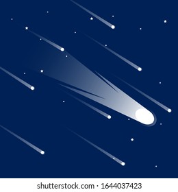 Flat design of meteor or brightly colored shooting star. Vector illustration suitable for use a background .