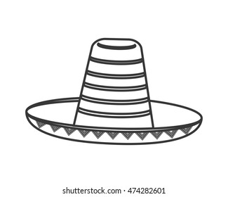 flat design mexican hat sombrero icon vector illustration