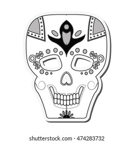 flat design mexican sugar skull icon vector illustration