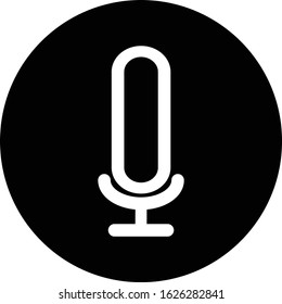 Flat Design Microphone Icon with black and white color
