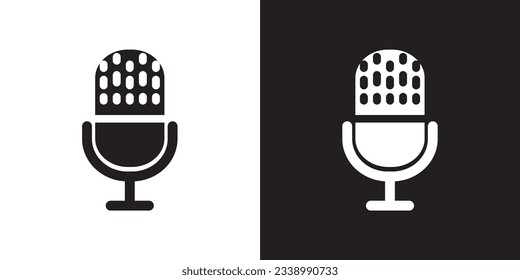 Icono de micrófono de diseño plano. Ilustración de podcast conceptual. Icono de radio podcast. Ilustración vectorial de icono de emisión podcast de micrófono Studio.