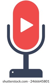 Flat design microphone isolated on white background.