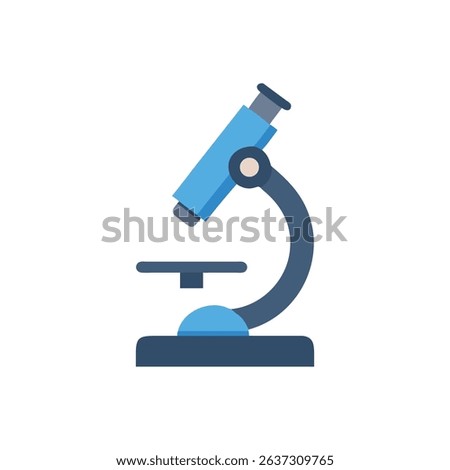 Flat design microscope illustration on solid White Background graphic