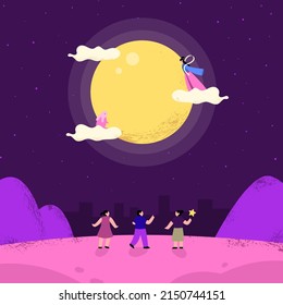 Flat design mid autumn background