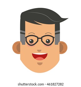 flat design middle age happy man icon vector illustration