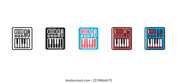 Flat design Midi Piano icon, perfect for multimedia, music production, audio editing, electronic instruments, sound design, digital music, and recording studio concepts.