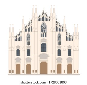 Flat design of Milano cathedral in Italy