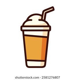 Flat design milkshake cup with straw isolated vector illustration