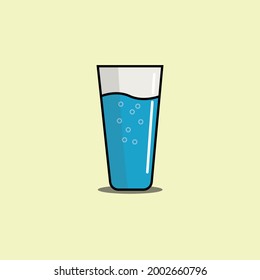 flat design mineral water in glass and yellow background