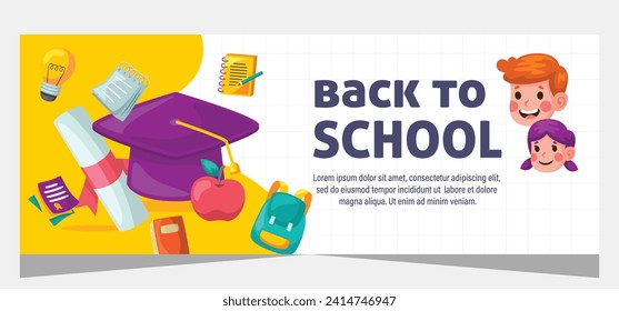 Flat design minimal back to school banner template