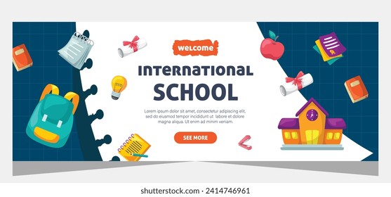 Flat design minimal back to school banner template