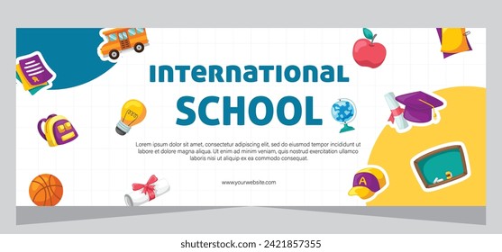 Diseño plano mínimo de vuelta a la plantilla de banners escolares