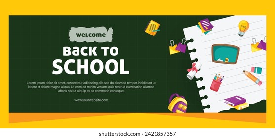Flat design minimal back to school banner template