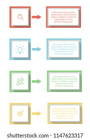 Flat design minimal Infographic template with icons and 4 options, steps. Template for process diagram, presentations, workflow layout, banner, flow chart, info graph.