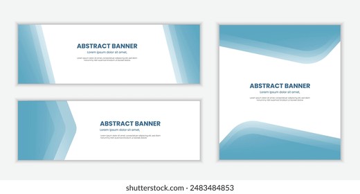 flat design minimalist Abstract wave banners set collection