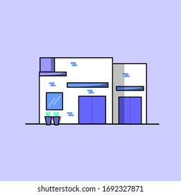 flat design, minimalist house with purple background
