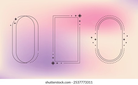 Flat design minimalist linear frame with fluid pastel gradient
