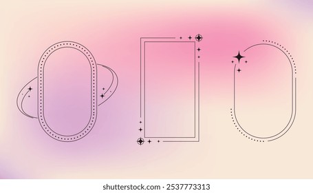 Flat design minimalist linear frame with fluid pastel gradient