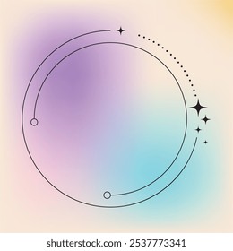Flat design minimalist linear frame with fluid pastel gradient