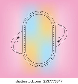 Flat design minimalist linear frame with fluid pastel gradient
